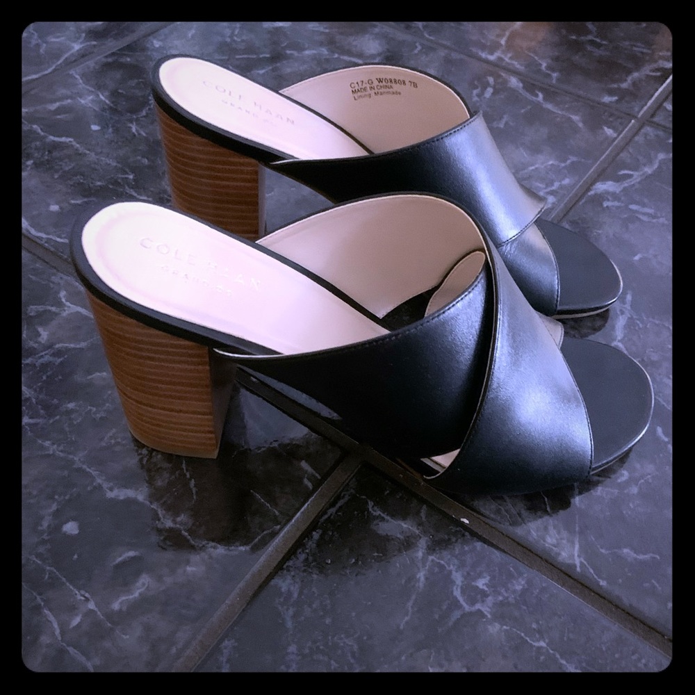 Cole Haan Black Peep-toe Heels